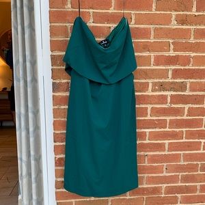 Strapless green midi dress with pockets. Brand new